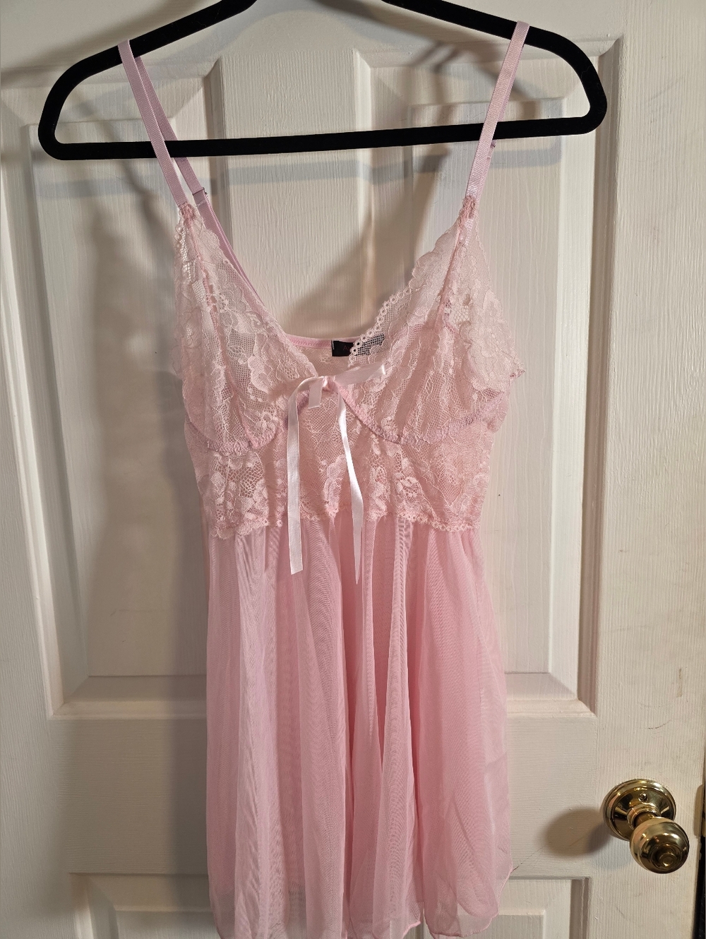 Avidlove Pink Lace Trim Babydoll Chemise - Women Intimates Size Medium